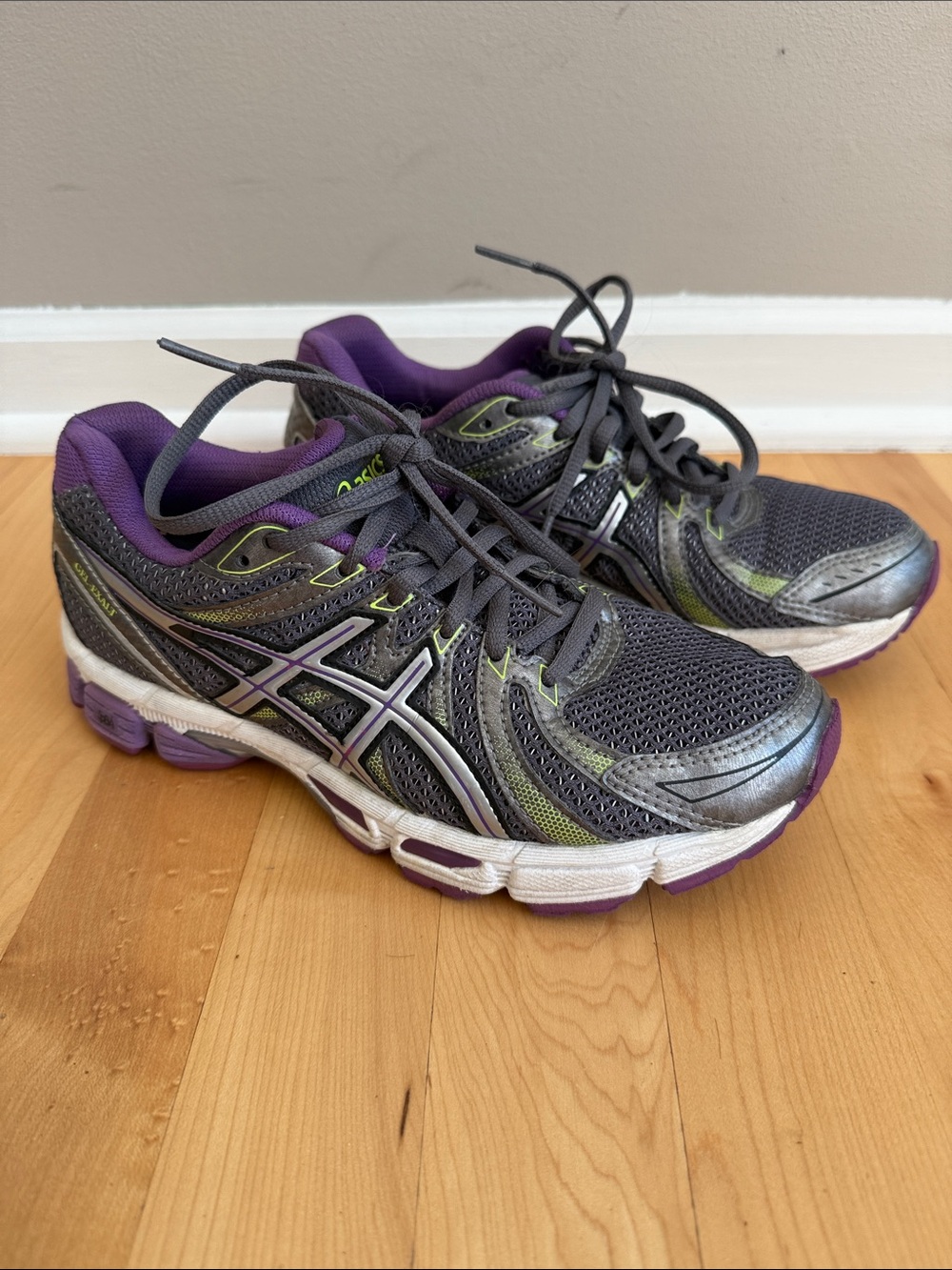 ASICS Women's Gel-Exalt Gray/Green and Purple Running Shoes Size 6